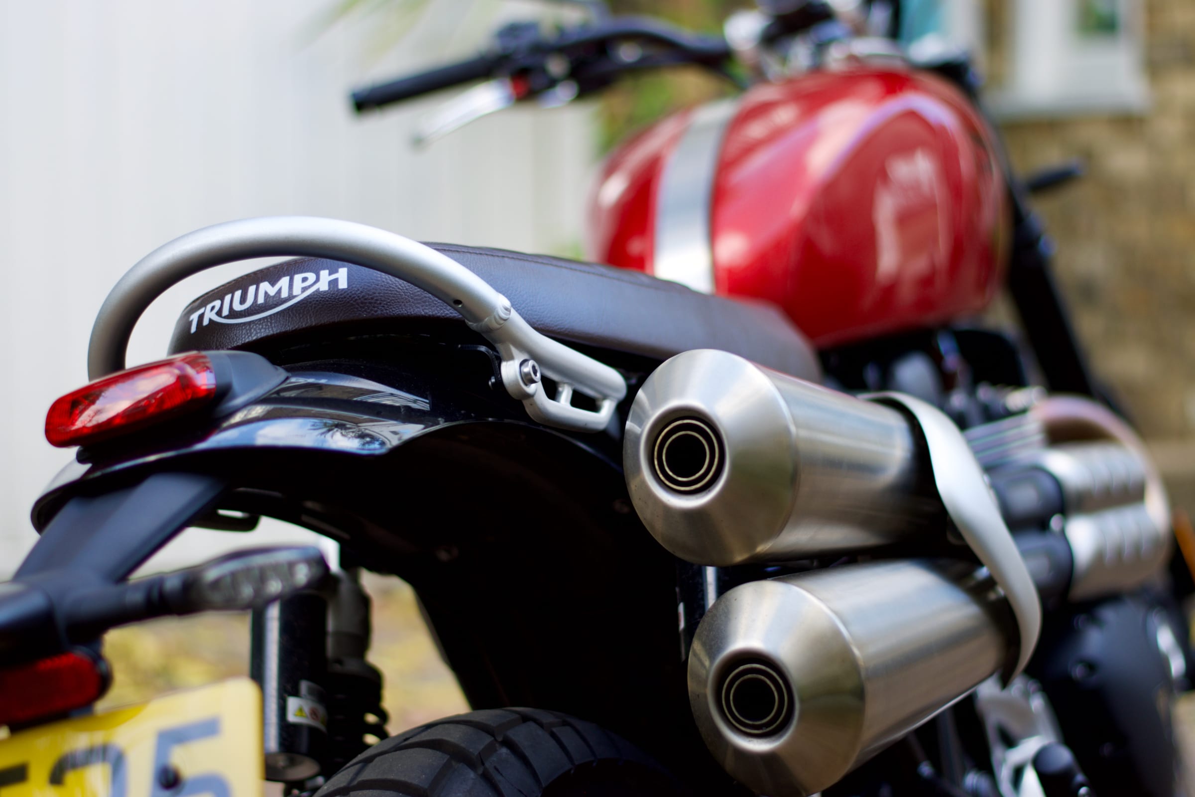 Twin exhaust tips rear view